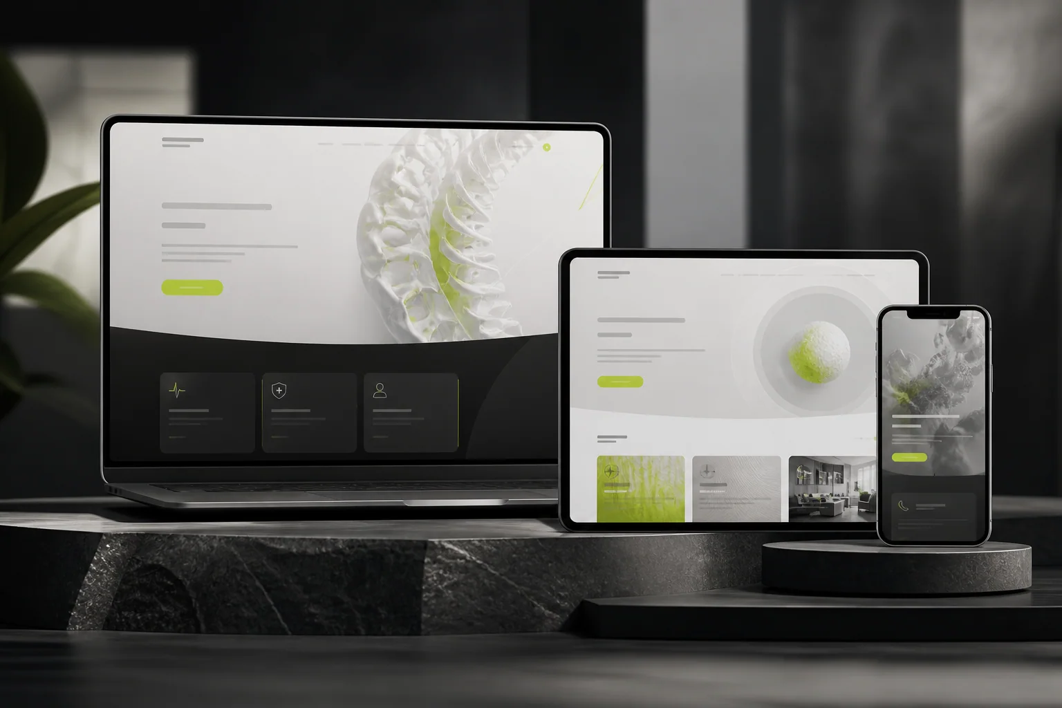 Responsive Sağlık Web Tasarımı Doktor ve klinikler için masaüstü tablet ve mobil uyumlu sağlık web tasarımını gösteren görsel